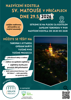 Nasvícení kostela v Přečaplech 2026