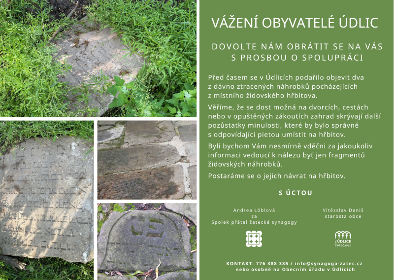 plakát - hledají se židovské náhrobky