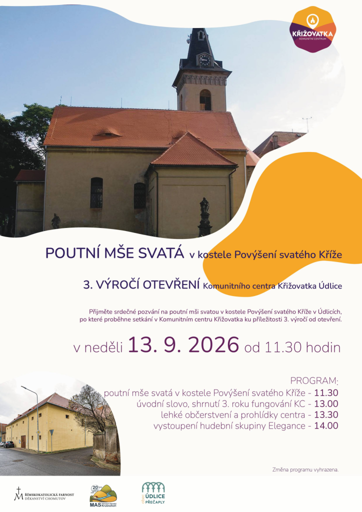 Pozvánka na poutní mši svatou v kostele Povýšení svatého Kříže dne 13.09.2026 1